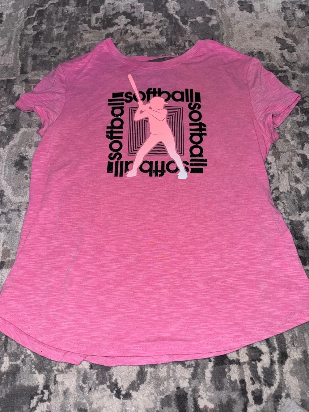 Justice Pink Softball Graphic Tee with Black Logo